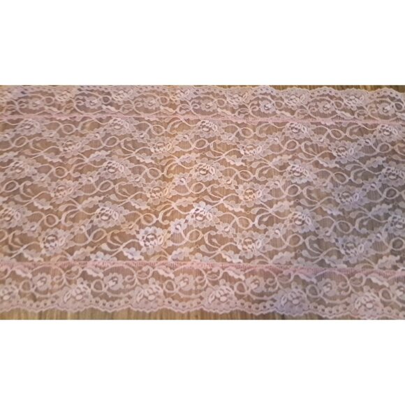 Pink Lace Table Runner Floral Dresser Scarf Long Cottage Country Farmhouse 56x13 - Picture 3 of 3